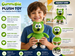 Seven20 Gummibär Medium Sound Green Gummy Bear Plush 7" inches