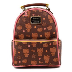 LOUNGEFLY HELLO KITTY - PUMPKIN SPICE AOP CONVERTIBLE MINI BACKPACK