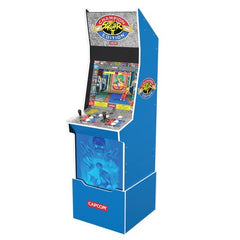 Capcom Street Fighter II Big Blue Arcade with Riser and Exclusive Stool Bundle, Arcade1Up