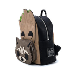 LOUNGEFLY Marvel GOTG Groot and Rocket Cosplay Mini Backpack