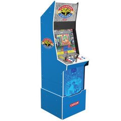Capcom Street Fighter II Big Blue Arcade with Riser and Exclusive Stool Bundle, Arcade1Up