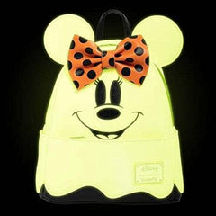 LOUNGEFLY Disney Ghost Minnie Mouse Glow in the Dark Cosplay Double Strap Shoulder Bag Purse