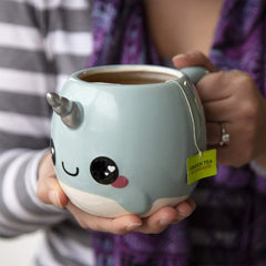 Blue Narwhal Coffee Mug - Unicorn of the Sea - Glitter Galaxy - Ceramic