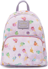 LOUNGEFLY Pokemon Ice Cream Acid Wash Denim Womens Double Strap Shoulder Bag Purse