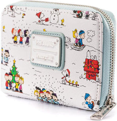 LOUNGEFLY Peanuts Happy Holidays All Over Print Zip around Wallet