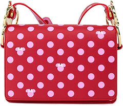 Loungefly Disney Minnie Mouse Pink Polka Dot Bow Strap Crossbody Bag