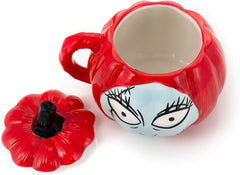 Nightmare Before Christmas Sally Pumpkin-Shaped Sculpted 26 Oz Ceramic Mug With Lid & Handle