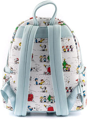 LOUNGEFLY Peanuts Happy Holidays All Over Print Womens Double Strap Shoulder Bag Purse