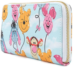 LOUNGEFLY Disney Winnie The Pooh Balloon Friends Zip Around Faux Leather Wallet