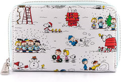 LOUNGEFLY Peanuts Happy Holidays All Over Print Zip around Wallet