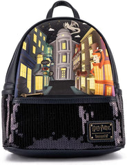 LOUNGEFLY Harry Potter Diagon Alley Sequin Womens Double Strap Shoulder Bag Purse