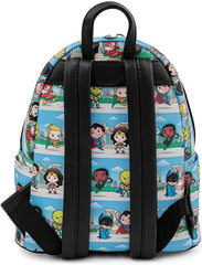 LOUNGEFLY DC Comics Superheroes Chibi Lineup Mini Backpack