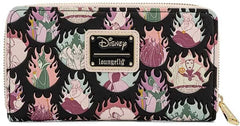 Loungefly Disney Villains Pastel Flames All Over Zip Around Wallet