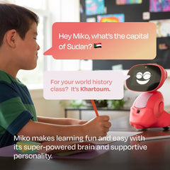 Miko 3: AI-Powered Smart Robot for Kids, STEM Learning Educational Robot, Interactive Voice Control Robot with App Control- RED