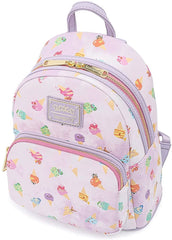 LOUNGEFLY Pokemon Ice Cream Acid Wash Denim Womens Double Strap Shoulder Bag Purse