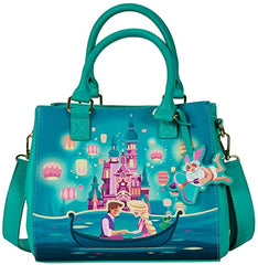 LOUNGEFLY Tangled Rapunzel Castle Glow in the Dark Crossbody Bag