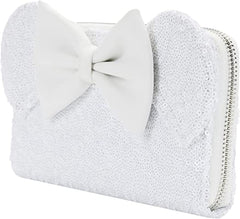 LOUNGEFLY Disney Minnie Sequin Wedding Zip-Around Wallet