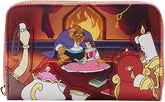 LOUNGEFLY Disney Beauty and the Beast Fireplace Scene Zip Around Wallet