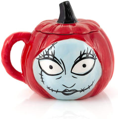 Nightmare Before Christmas Sally Pumpkin-Shaped Sculpted 26 Oz Ceramic Mug With Lid & Handle