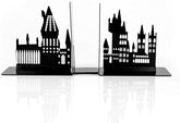 Harry Potter Hogwarts Castle Metal Bookends | Die Cut Metal Bookends with Hogwarts Castle Silhouette Glow in The Dark Design | Ideal for Harry Potter Book Collections