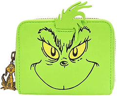 LOUNGEFLY x The Grinch Face Cosplay Faux Leather Zip-Around Wallet
