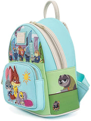 LOUNGEFLY Disney Zootopia Chibi Group Double Strap Shoulder Backpack