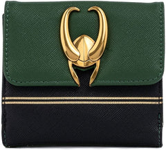 LOUNGEFLY Marvel Loki Hardware Wallet with Zip Coin Pouch
