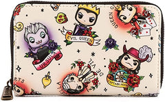 LOUNGEFLY POP Disney Villains Tattoo All Over Print Faux Leather Wallet