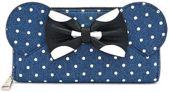 LOUNGEFLY x Minnie Mouse Denim Polka Dot Zip-Around Wallet