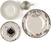 Harry Potter Marauder's Map Porcelain 4 Piece Place Setting - Includes 1 Dinner Plate, 1 Salad Plate, 1 Bowl and 1 Mug - Gold Marauders Map Design