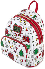 Loungefly Peanuts Snoopy Holiday AOP Double Strap Shoulder Bag