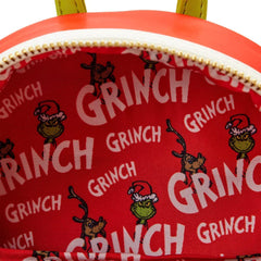 LOUNGEFLY Dr Seuss How the Grinch Stole Christmas Lenticular Heart Double Strap Shoulder Bag
