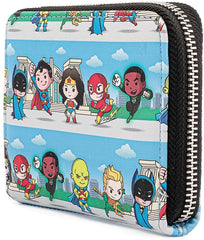 Loungefly DC Superheroes Chibi Lineup Faux Leather Zip Around Wallet