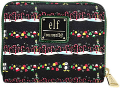 Loungefly Elf Buddy Candy Cane Forest Allover Print Zip Around Wallet