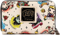 LOUNGEFLY POP Disney Villains Tattoo All Over Print Faux Leather Wallet