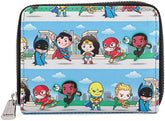Loungefly DC Superheroes Chibi Lineup Faux Leather Zip Around Wallet