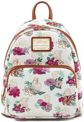 LOUNGEFLY Disney Princesses Floral Print Faux Leather Womens Double Strap Shoulder Bag Purse