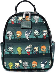 LOUNGEFLY Universal Monsters Chibi All Over Print Womens Double Strap Shoulder Bag Purse