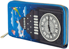 LOUNGEFLY Disney Peter Pan Glow Clock Zip Around Wallet