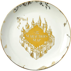 Harry Potter Marauder's Map Porcelain 16-Piece Set - Includes 4 Dinner & 4 Salad Plates, 4 Bowls And 4 Mugs - Quality White Dishware With Elegant Golden Design - Makes Muggle & Wizard Meals Magical
