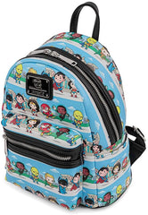 LOUNGEFLY DC Comics Superheroes Chibi Lineup Mini Backpack