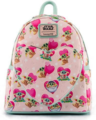 LOUNGEFLY Mandalorian Grogu Valentines Mini Backpack