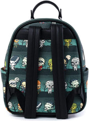 LOUNGEFLY Universal Monsters Chibi All Over Print Womens Double Strap Shoulder Bag Purse