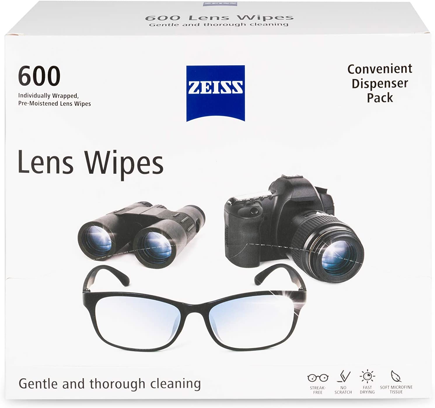 Zeiss Pre-Moistened Lens Cleaning Wipes 6 x 5-Inches 60 count 60