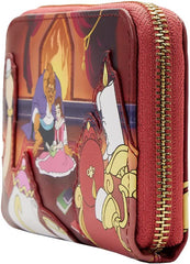 LOUNGEFLY Disney Beauty and the Beast Fireplace Scene Zip Around Wallet