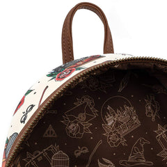 LOUNGEFLY Harry Potter Tattoo Art Cream Color Womens Double Strap Shoulder Bag Purse
