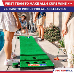 PUTTERBALL Golf Pong Game Set The Original - Includes 2 Putters, 2 Golf Balls, Green Putting Pong Golf Mat & Golf Hole Covers - Best Backyard Party Golf Game Set