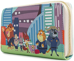 LOUNGEFLY Disney Zootopia Chibi Group Zip Around Wallet