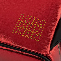 LOUNGEFLY Marvel Iron Man Light Up Mini Backpack Metallic Leather