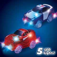 Ontel Magic Tracks Mega Set - 2 LED Race Cars and 18 ft. of Flexible, Bendable Glow in the Dark Racetrack - As Seen on TV